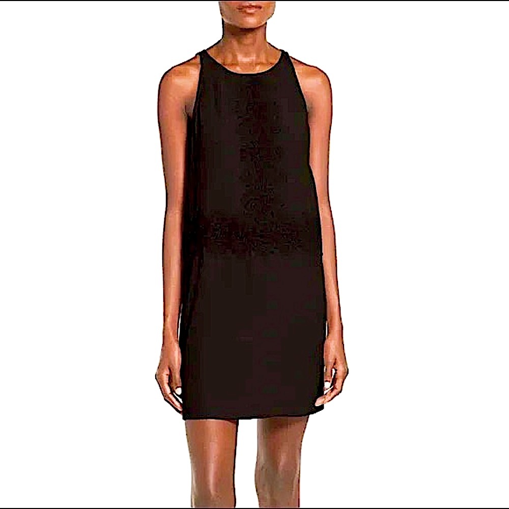 NWT LEITH Sheath Shift Dress Lace Trim Black